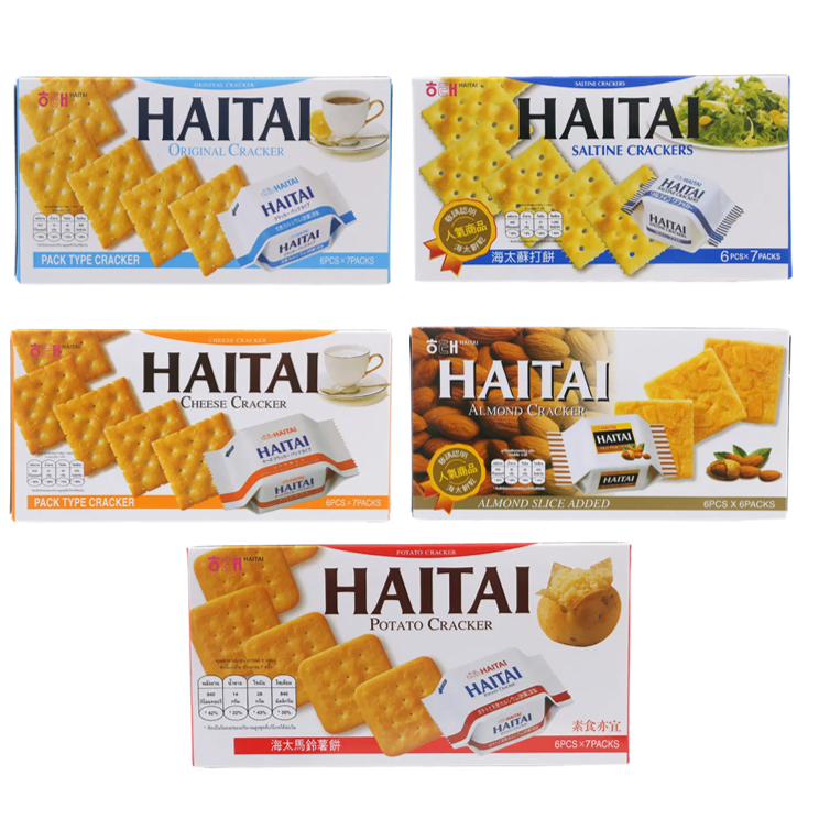 HAITAI Crackers แครกเกอร์ไฮไท หลายรสชาติ Original / Saltine / Cheese / Almond / Potato 133-172g. พร้