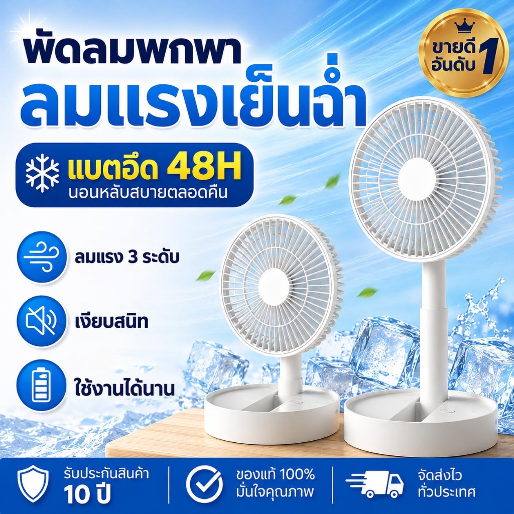 🔥พร้อมส่ง🔥ใช้ได้ 64 ชั่วโมง F28B พัดลมพกพา แบตเตอรี่10000mAh ความเร็วลม 4 ระดับ ชาร์จ USB