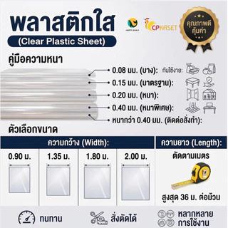 ✨ พลาสติกใสหนา ฉากกั้น กว้าง 54-82นิ้ว หนา 0.08-0.20มิล คลุมของ ม่านกันฝน ขายเป็นเมตร