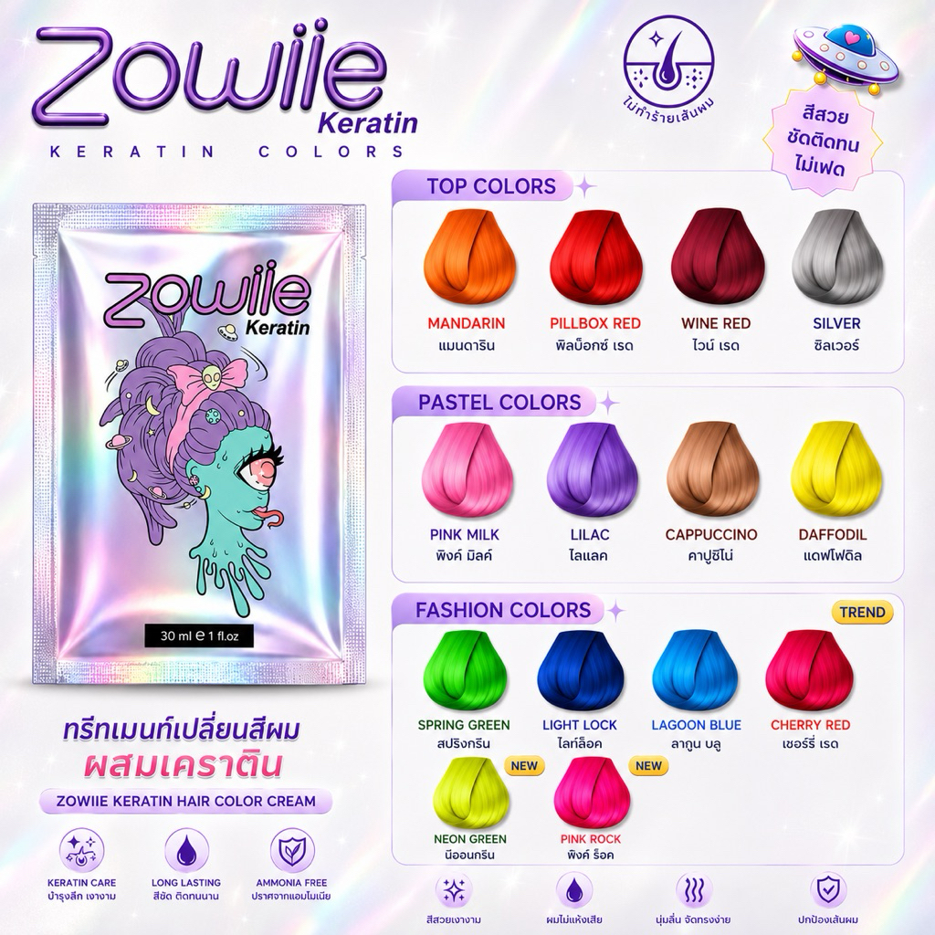 แท้💯ทรีทเม้นเปลี่ยนสีผม Zowiie keratin color 50ml