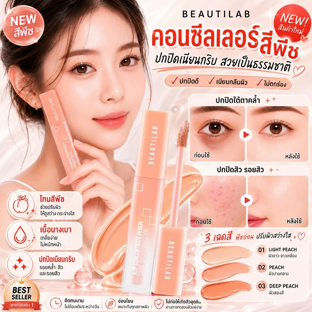 A2P Retouch Brightening Concealer&Peach Corrector คอนซีลเลอร์ คอเรคเตอร์สีพีช ปกปิดใต้ตาคล้ำ