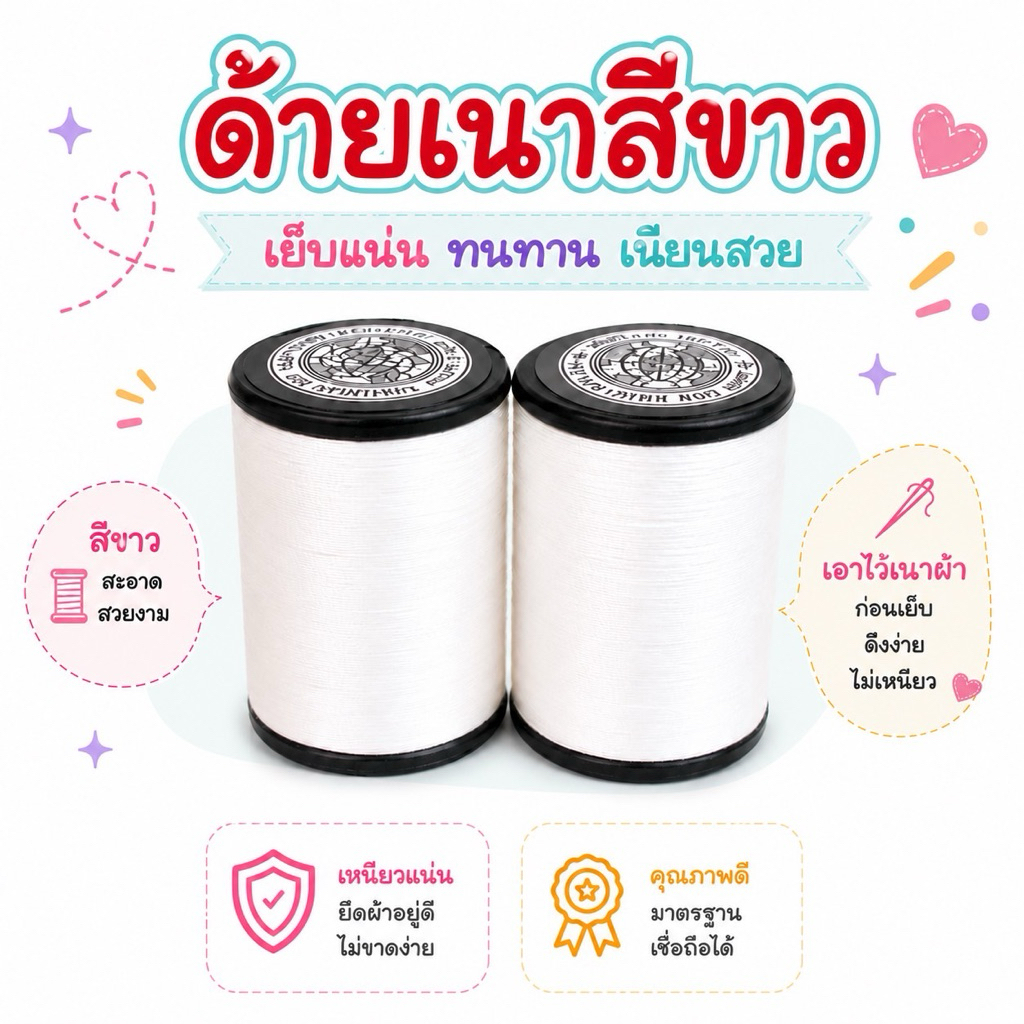 ด้ายเนาสีขาว ด้ายเปื่อย