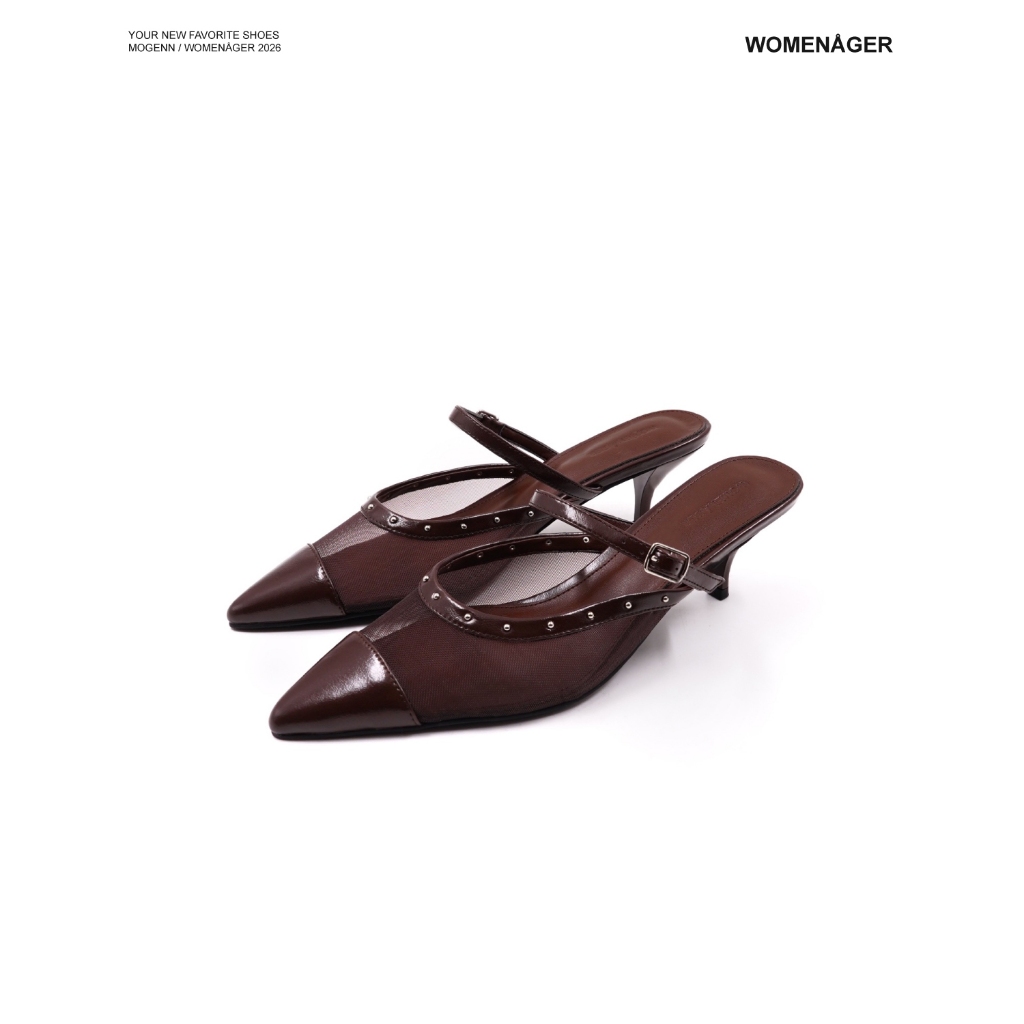 WOMENAGER - Mogenn สี Brown รองเท้าหัวแหลมส้นสูง สวมใส่ง่าย