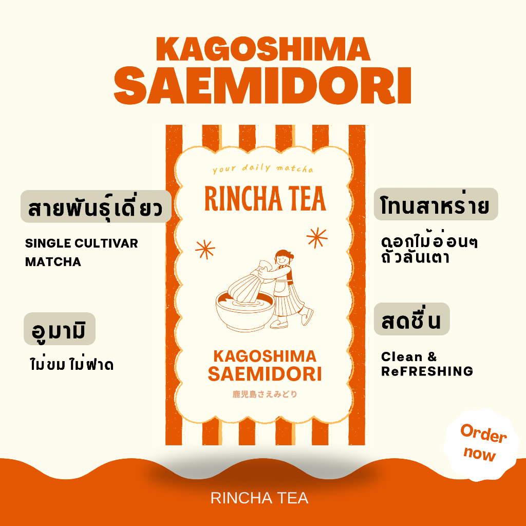 Kagoshima Saemidori | Rincha Tea มัทฉะ ชาเขียว สายพันธุ์เดี่ยว เกรดพิธีการ จาก kagoshima Japan