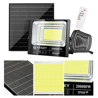 KKSKY ไฟโซล่าเซลล์ ไฟ อัตโนมัติสว่างตอนมืด 200000W 100000W สปอร์ตไลท์ LEDโซล่า ไฟถนน ไฟกลางแจ้ง กันน้ำ IP68 Solar Lights