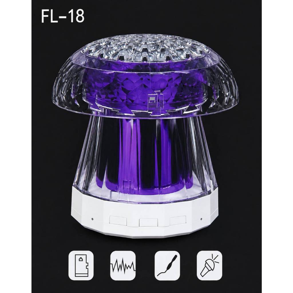 ลำโพงบลูทูธพร้อมไฟ LED รุ่น FL-18 (Bluetooth Speaker RGB Night Light) เหมาะสำหรับใช้งานภายในบ้าน