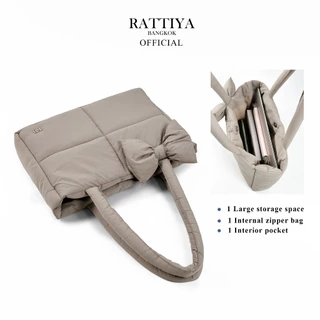 [RATTIYA BANGKOK] Bow Charm Crinkle Nylon / 4 colors กระเป๋านุ่มนิ่ม น้ำหนักเบา กระเป๋าผ้ากันน้ำ ทรงสวย สะพายไหล่