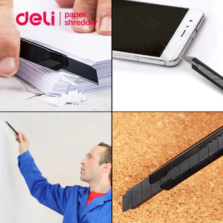 Deli คัตเตอร์ 9มม มีดคัตเตอร์ ที่ตัดกระดาษ มีดกรีดกระดาษ อเนกประสงค์ ใบมีดคม Cutter