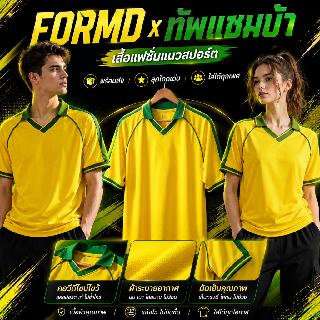 เสื้อฟุตบอลทีมชาติ บราซิล แขนยาว คอปก สไตล์ มินิมอล วินเทจ ส่งสินค้าจากไทย พร้อมส่ง 2025/26 S-4XL