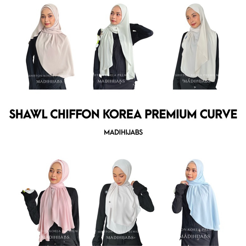 SHAWL CHIFFON KOREA PREMIUM CURVE ผ้าชีฟองเกาหลีพรีเมียมมุมโค้ง พันยาว