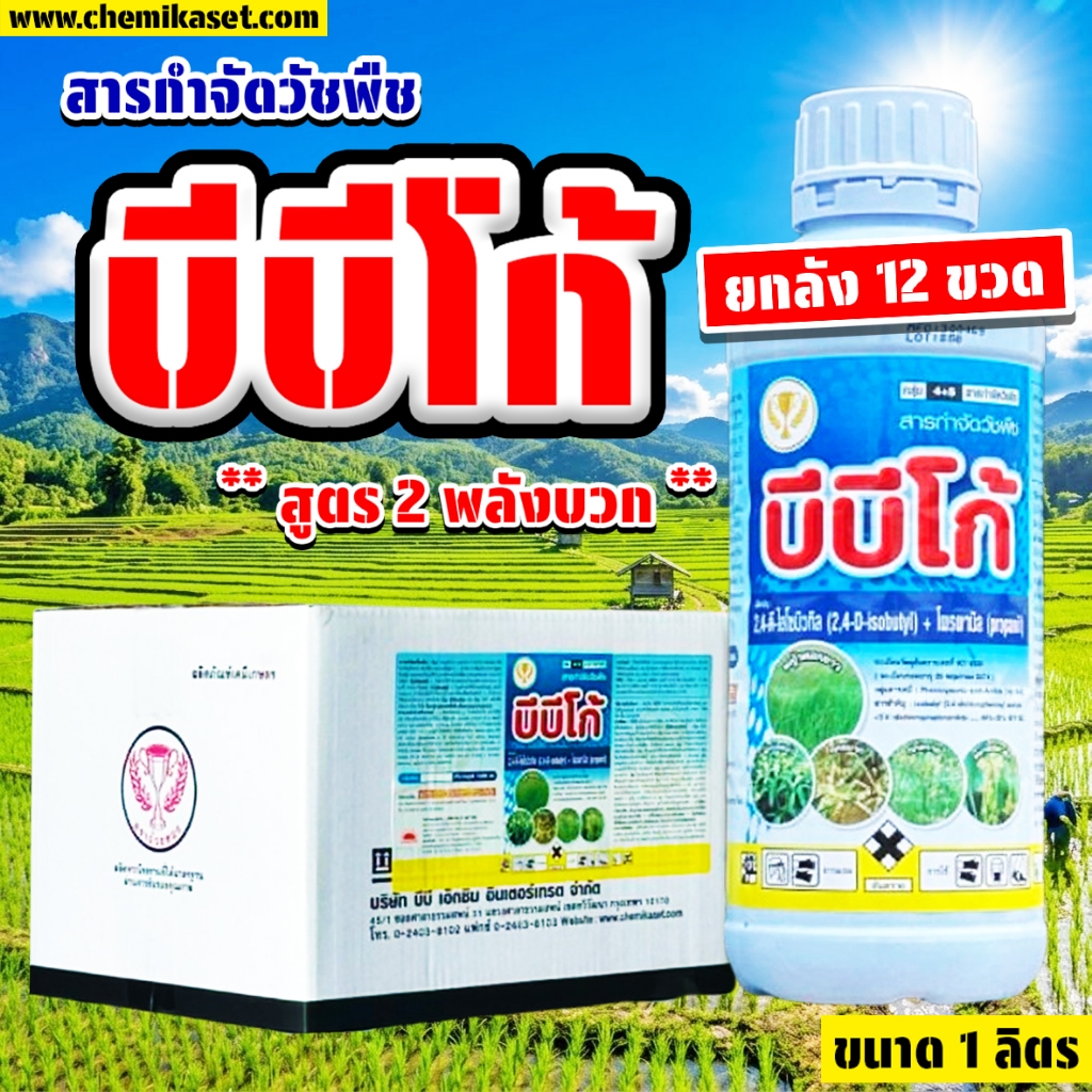 (ยกลัง12ขวด) บีบีโก้ ขนาด1ลิตร ใช้หลังวัชพืชงอกในข้าวนาหว่านน้ำตม วัชพืชใบกว้าง กก ตัวเดียวกับนาโก้