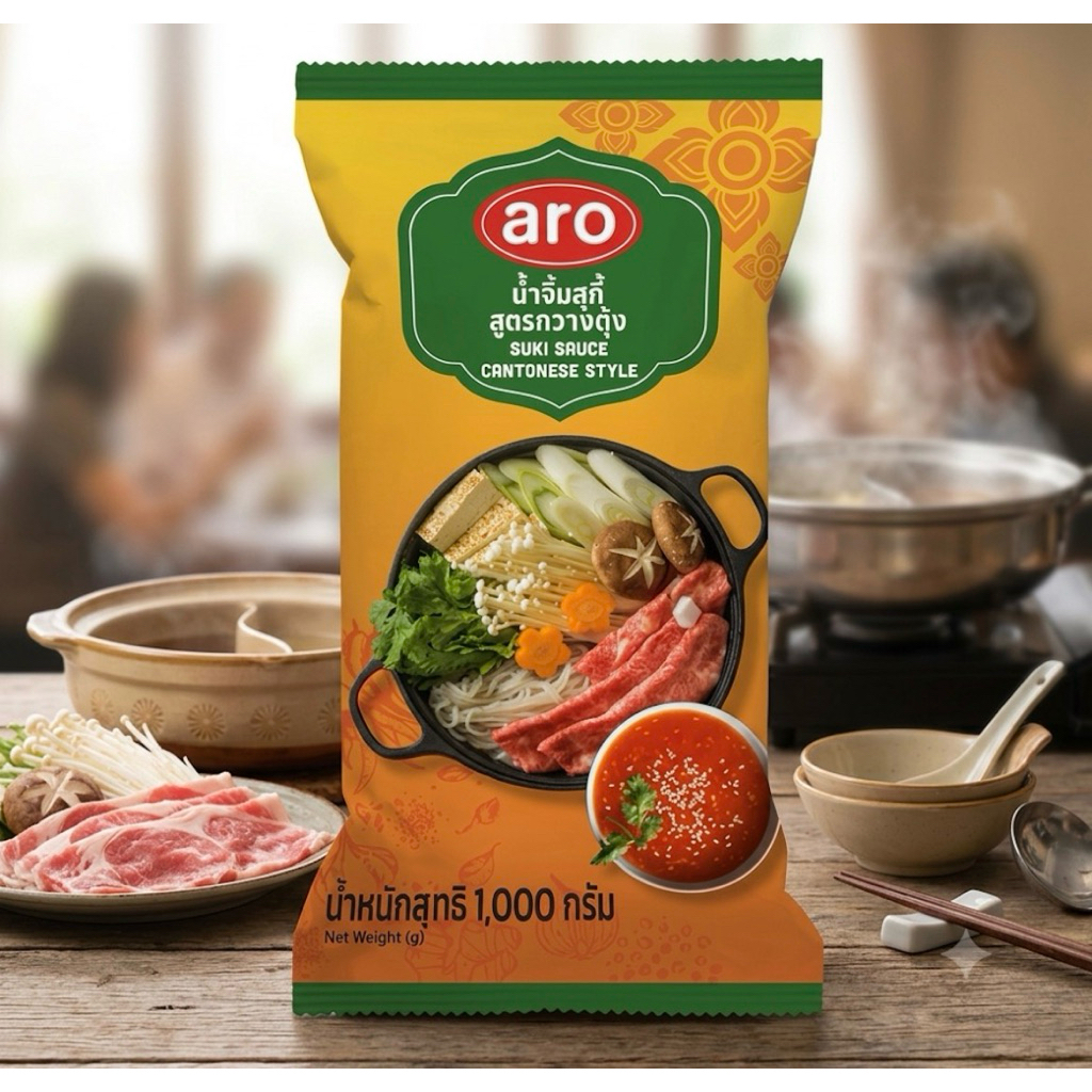 Aro เอโร่ น้ำจิ้มสุกี้สูตรกวางตุ้ง 1,000 กรัม น้ำจิ้มสุกี้ น้ำจิ้ม