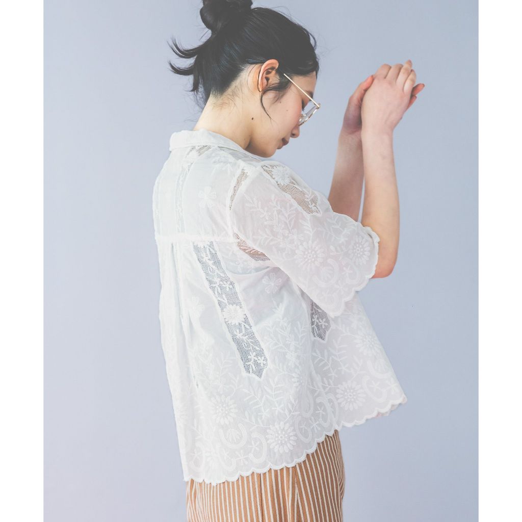 niko and ... เสื้อเชิ้ตปักลาย วินเทจ Craft embroidered open-collar shirt