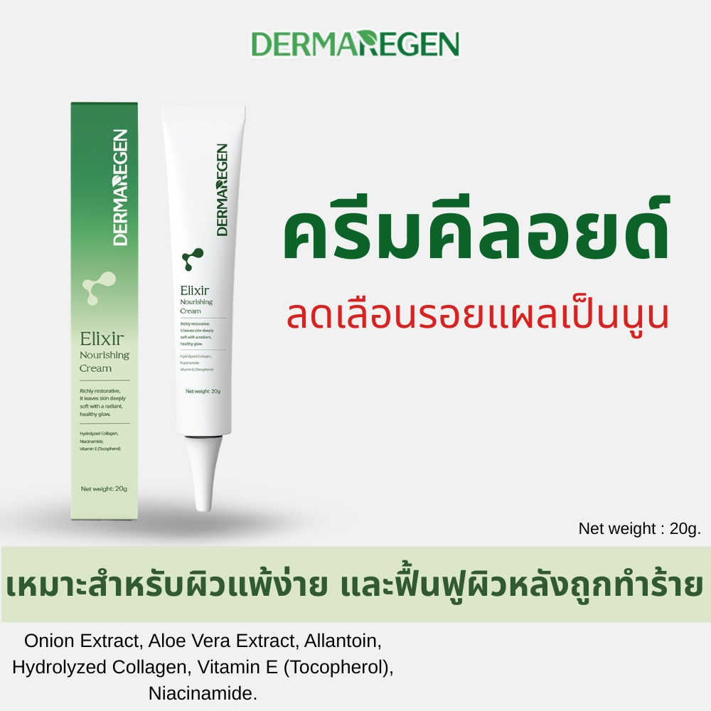 DERMAREGEN Repair Scar Scar Cream Remove Stretch Mark Scald Caesarean Bump Surgery Scar ครีมลดรอยแผลเป็น สูตรสมุนไพร 20g