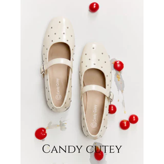 Candy Cutey รองเท้าแมรี่เจนผู้หญิง ส้นแบน ตกแต่งสตั๊ด สไตล์เกาหลีหวานเท่ สวมใส่สบายตลอดวัน เข้ากับทุกลุคประจำวัน