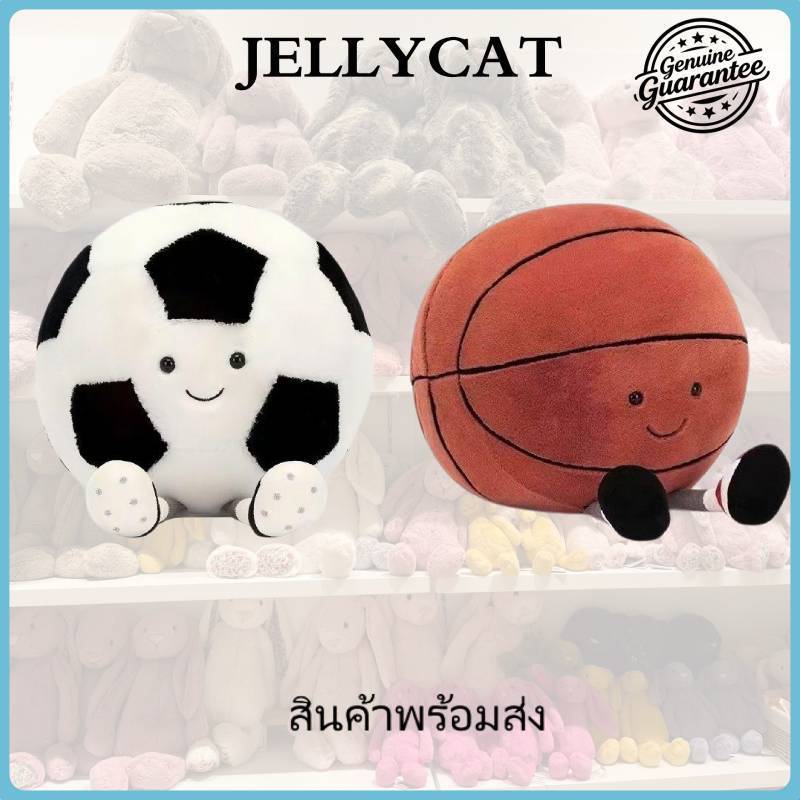 Jellycat ตุ๊กตารูปกลม บาสเก็ตบอล ฟุตบอล เพื่อนเล่นสำหรับเด็ก นุ่มนิ่มสบายสัมผัส ใช้เป็นหมอนเอนกายได้
