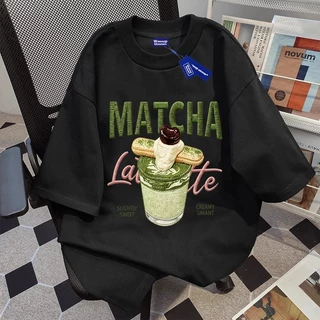 เสื้อยืดผู้ชาย​ เสื้อยืดโอเวอร์ไซส์ผู้หญิง​ เสื้อยืดสีฟ้าอ่อน Matcha Latte นิตติ้ง สไตล์Cute ฤดูร้อน 6.30