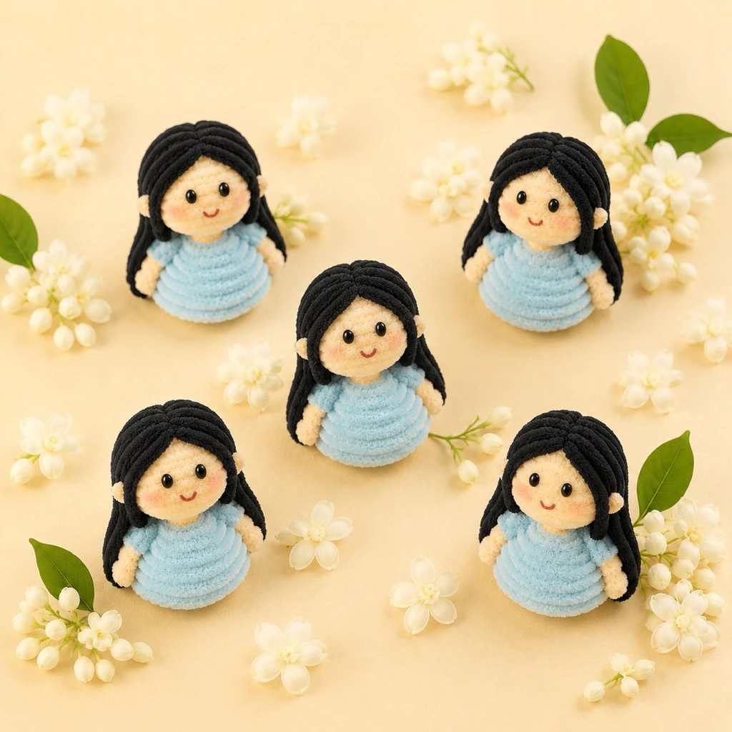 หัวตุ๊กตาคุณแม่คุณยาย 2 ซม ทำจากลวดกำมะหยี่ เซท 5 หัว thumbnail 8