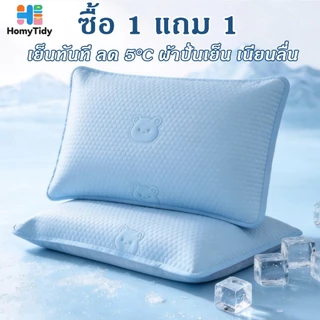 ปลอกหมอน ซื้อ1 แถม1 ปลอกหมอนเย็น มาตรฐาน A ผ้าไหมเย็น ซักได้ กันไรฝุ่น ระบายอากาศดี ปลอกหมอนหนุน 48x74ซม นุ่มลื่น