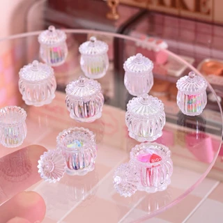 J215/4 โถใส่ลูกอมโมเดลจำลองขนาดเล็กทำจากเรซิน 4 ชิ้น(โถ4+ฝา4)