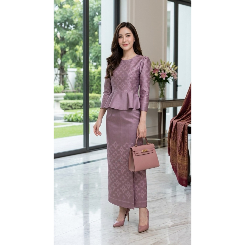 📍new new ✨ สวยหรู ดูแพง ในราคาสบายกระเป๋า! ✨ พร้อมส่งความงามแบบไทยประยุกต์ ด้วยชุดเซตผ้าไหมญี่ปุ่น 2 ชิ้น ดีไซน์สวยสง่า