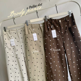 Brody pants -♡⸝⸝ กางเกงขายาวทรงbarrel (ลายจุดดpolkadot ) ☁️ ++ แถมฟรี เข็มขัดหนังเข้าเซต ทุกออร์เดอรฺ์ค่าา ˃ᴗ˂