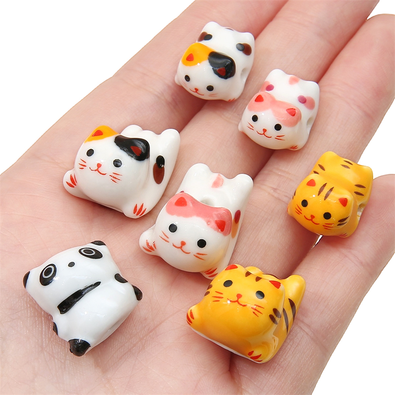1pcs ลูกแมวอ้วนกลม 1 ชิ้นลูกแมวเซรามิกลูกแมว DIY เครื่องประดับลูกแมวน่ารัก