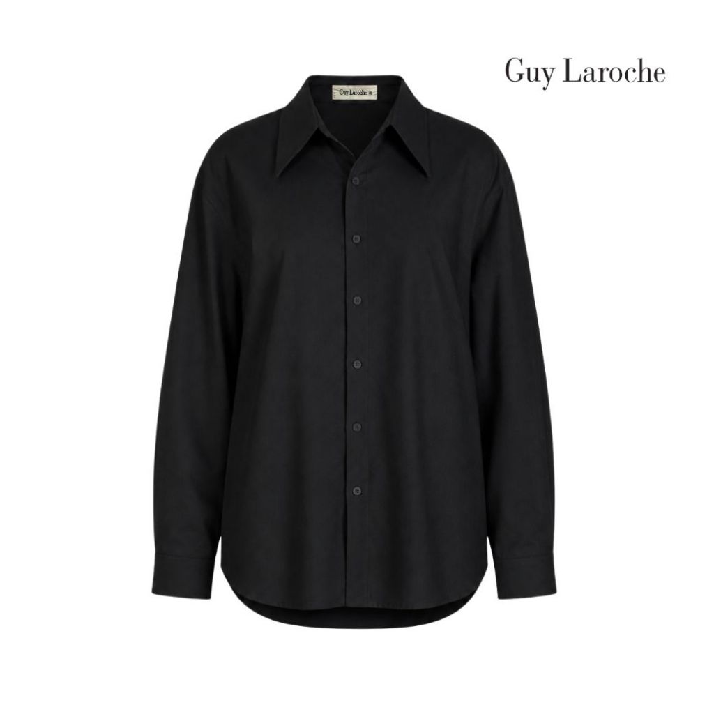 Guy Laroche Woman's shirt RE-LOOP PLC Recycled Shirt เสื้อเชิ้ต แขนยาว สีดำ G9Y1BL