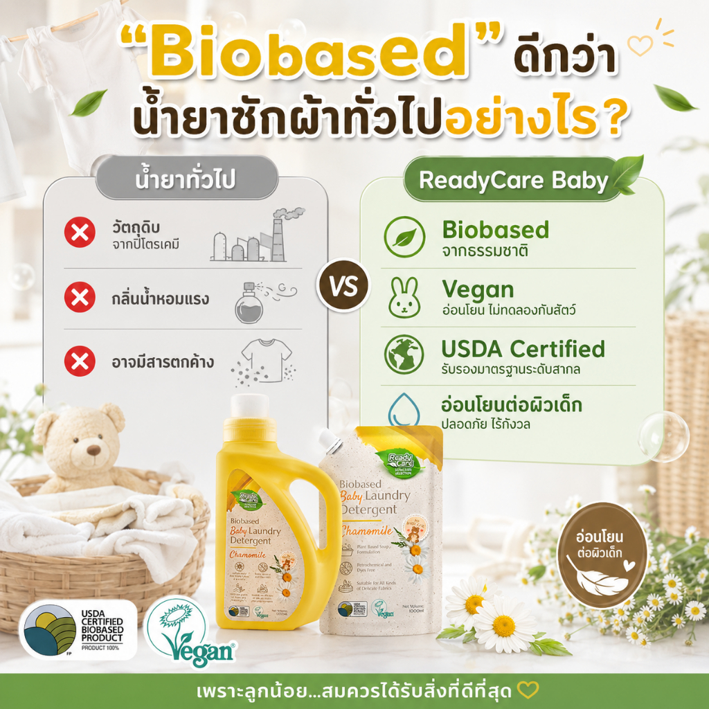 RCSS Readycare ผลิตภัณฑ์น้ำยาซักผ้าเด็กไบโอเบส ขนาด 1000 มล. อ่อนโยนต่อผิวเด็ก สูตรไบโอเบส (แบบขวด) — صورة 3