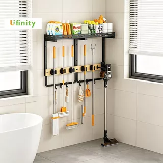 Lifinity ที่แขวนไม้ถูพื้นแบบติดผนัง ประกอบง่าย อุปกรณ์จัดเก็บไม้ถูพื้น ดีไซน์กลวง