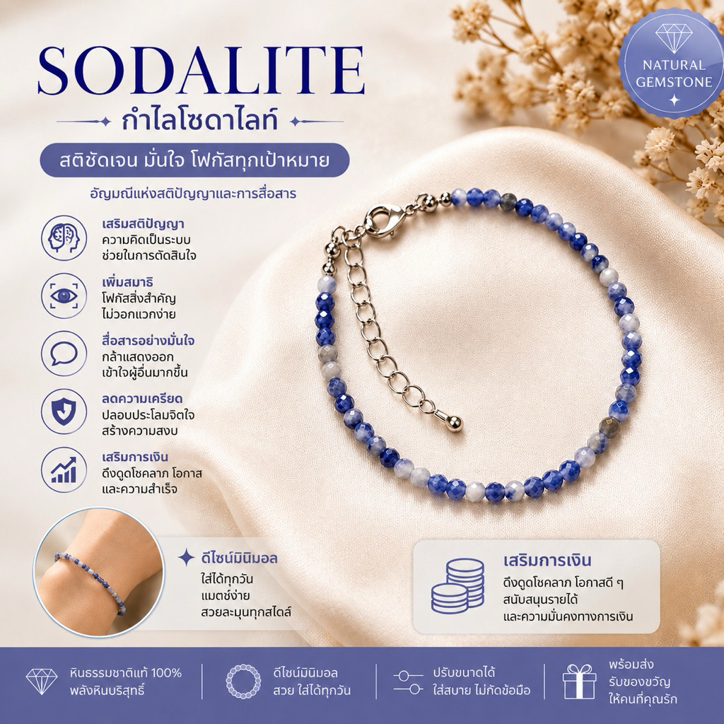 กำไลหิน SODALITE เสริมเจรจา การขาย