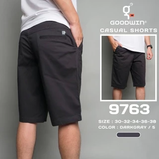 GOODWIN - 9763 CASUAL SHORTS กางเกงขาสั้นเอวขอบร้อยเข็มขัดผู้ชาย ผ้ายืด สีพื้น