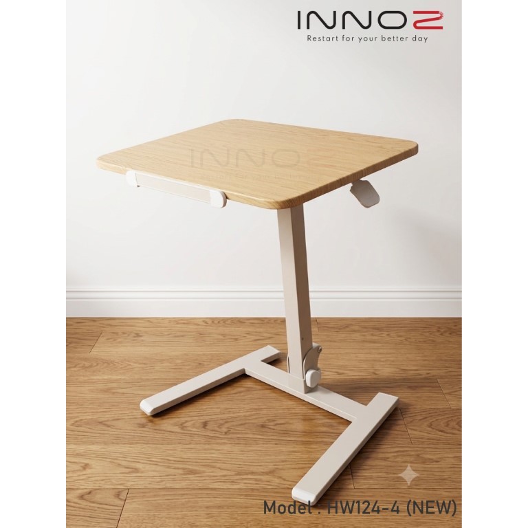 INNOZ LV-HW124-4 (NEW) โต๊ะปรับระดับสูง-ต่ำ โต๊ะพับได้ พร้อมตัวกันตกแบบซ่อน MOBILE STANDING DESK