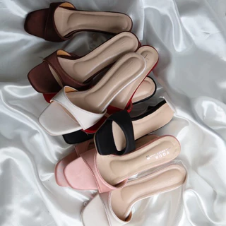 YOURSHOES N47 / รองเท้าส้นสูง 1นิ้ว รองเท้าผ้าซาติน รองเท้าออกงาน