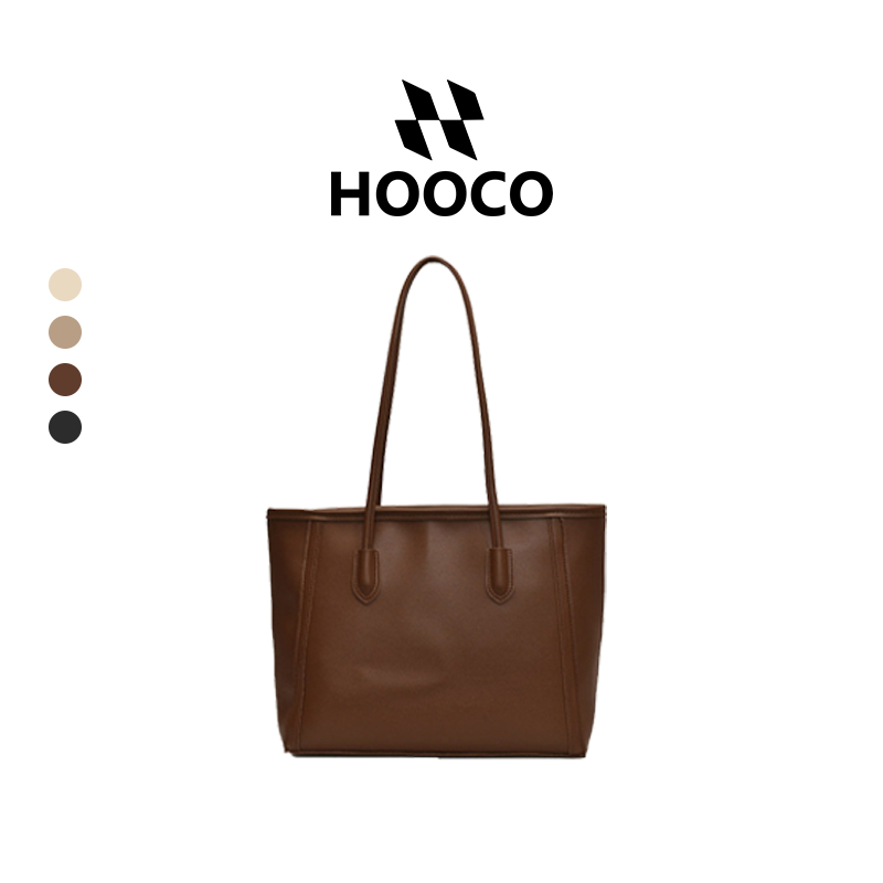 HOOCO กระเป๋าผู้หญิง tote bag กระเป๋าสะพายไหล่โท้สไตล์มินิมอล ความจุใหญ่ ใส่แล็ปท็อปได้ เข้าทุกลุคประจำวัน