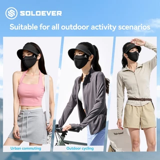 SOLOEVERหน้ากากกันแดดUPF50+ผ้าเย็น Ice Silk ระบายอากาศได้ดี มีรูเล็ก กันแดดUVใส่สบาย เหมาะกับฤดูร้อน