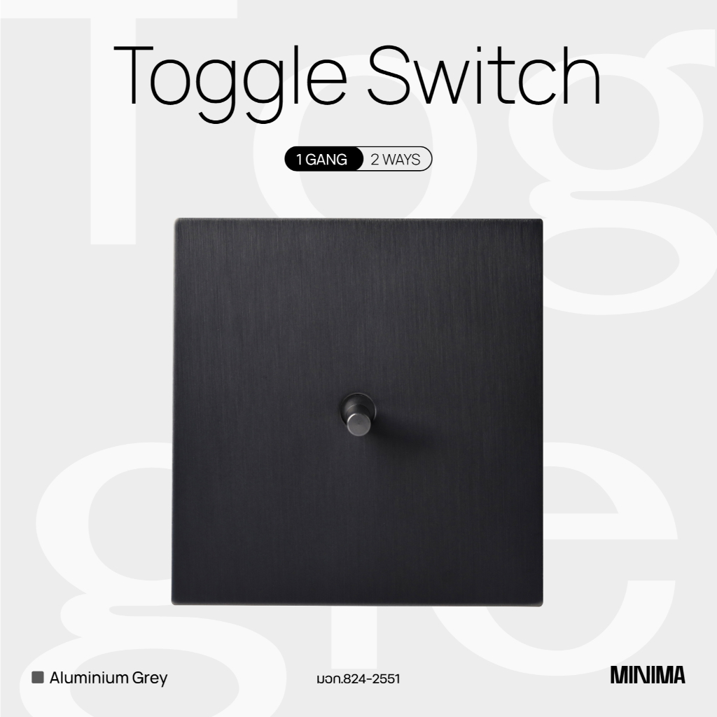 Minima รุ่น MN-XX-01 Switch 1 gang 2 way ขนาด 85x90 mm สีด้าน สวิทซ์มินิมอล สแตนเลส สวิทซ์สวยๆ