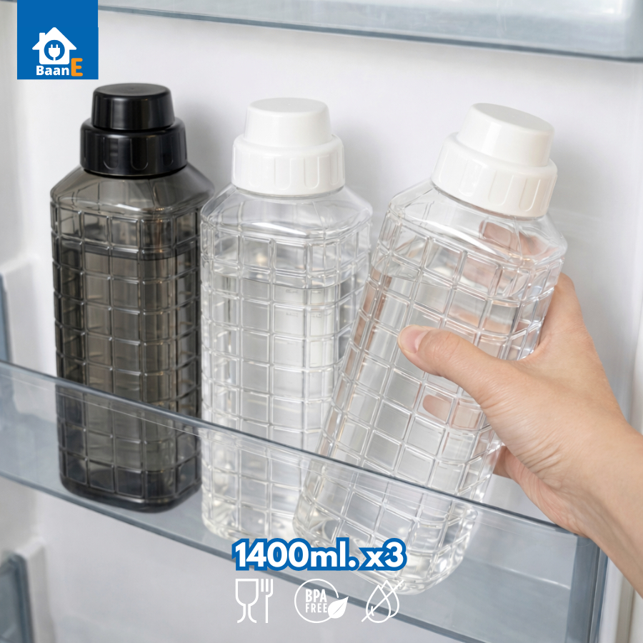 BaanE ขวดน้ำพลาสติก 2 ชิ้น ความจุ 1,500 ml. ฝาเปิด-ปิดแบบเกลียว ขวดน้ำ Water bottle