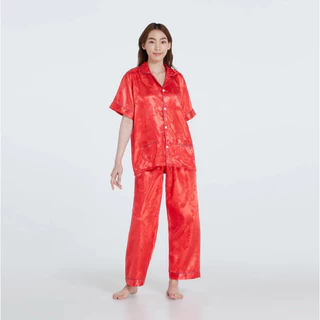 ชุดนอนแพรผู้หญิงขายาวแขนสั้น นุ่ม ลื่น เย็น ใส่นอนสบาย ระบายอากาศ มีให้เลือกหลายสี