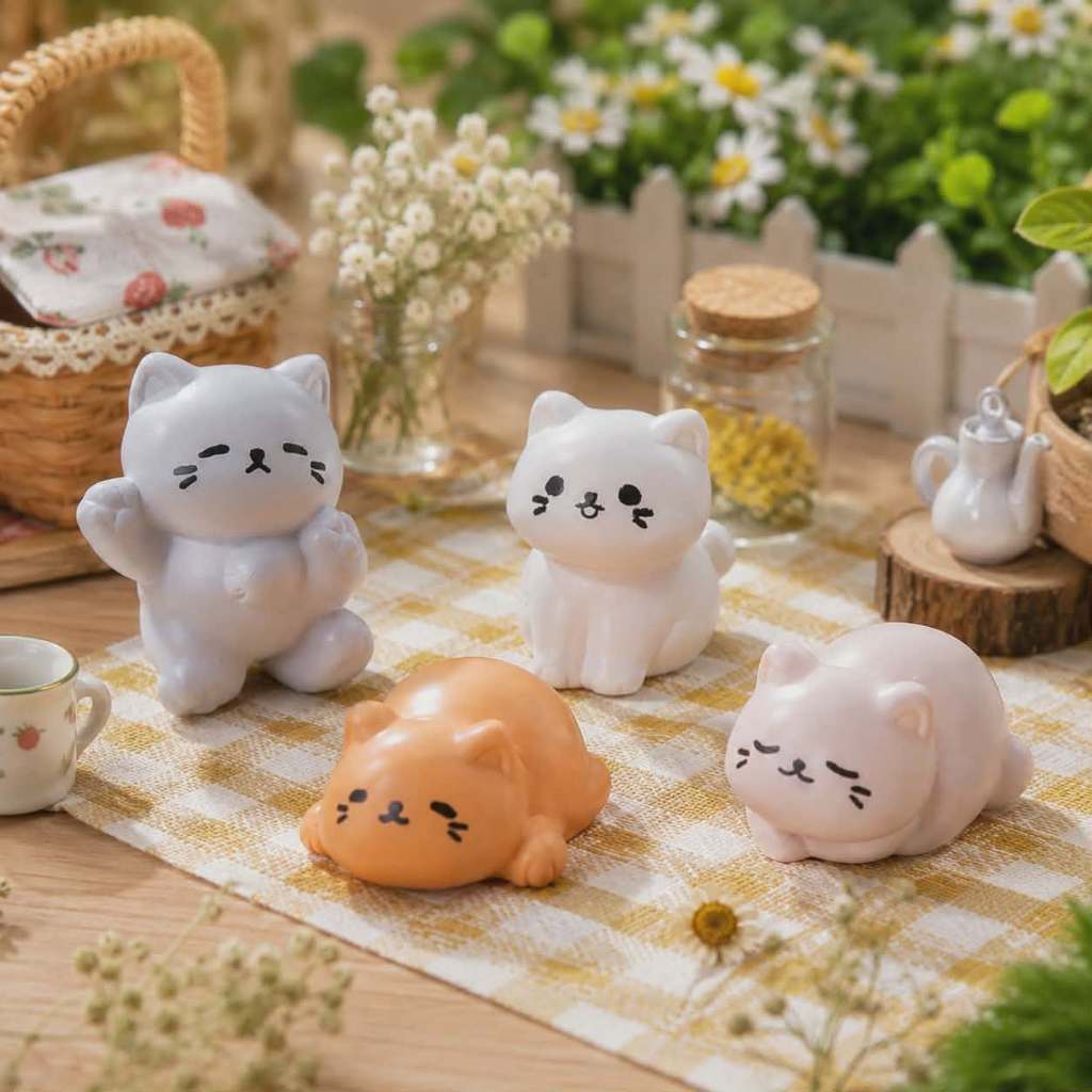 j703A น้องแมวสุดคิวท์น่ารักละมุน แต่งบ้านตุ๊กตาจัดสวนแพ็คละ 10 ชิ้น