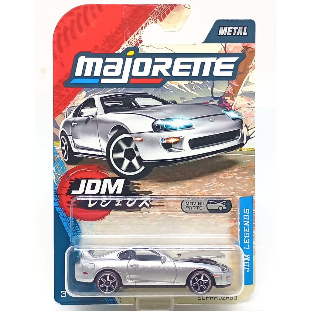 Majorette JDM Legends Series Toyota Supra JZA80 สีเงินเมทัลลิค scale 1/60 (8cm) Package แบบยาว
