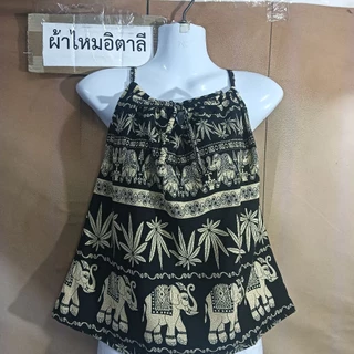 เสื้อสายเดี่ยว ลายช้าง ลายปาเต๊ะ 💥 มาใหม่ ผ้าเมมเบิร์ต สปัน