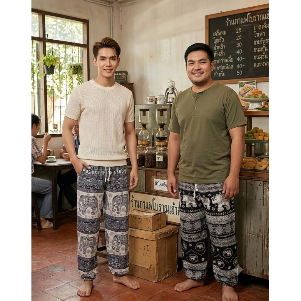 กางเกงลายช้าง ไซส์ใหญ่ XL/XXL/3XL/4XL/5XLใส่ได้ทั้งชายหญิง
