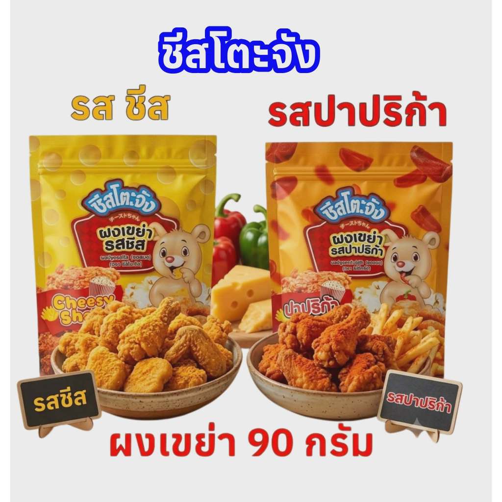 ชีสโตะจัง ผงเขย่า รสชีส และ รสปาปริก้า ซองละ 90 กรัม ตรา ชีสโตะจัง รสชาติอร่อย สำหรับผู้รักความอร่อย