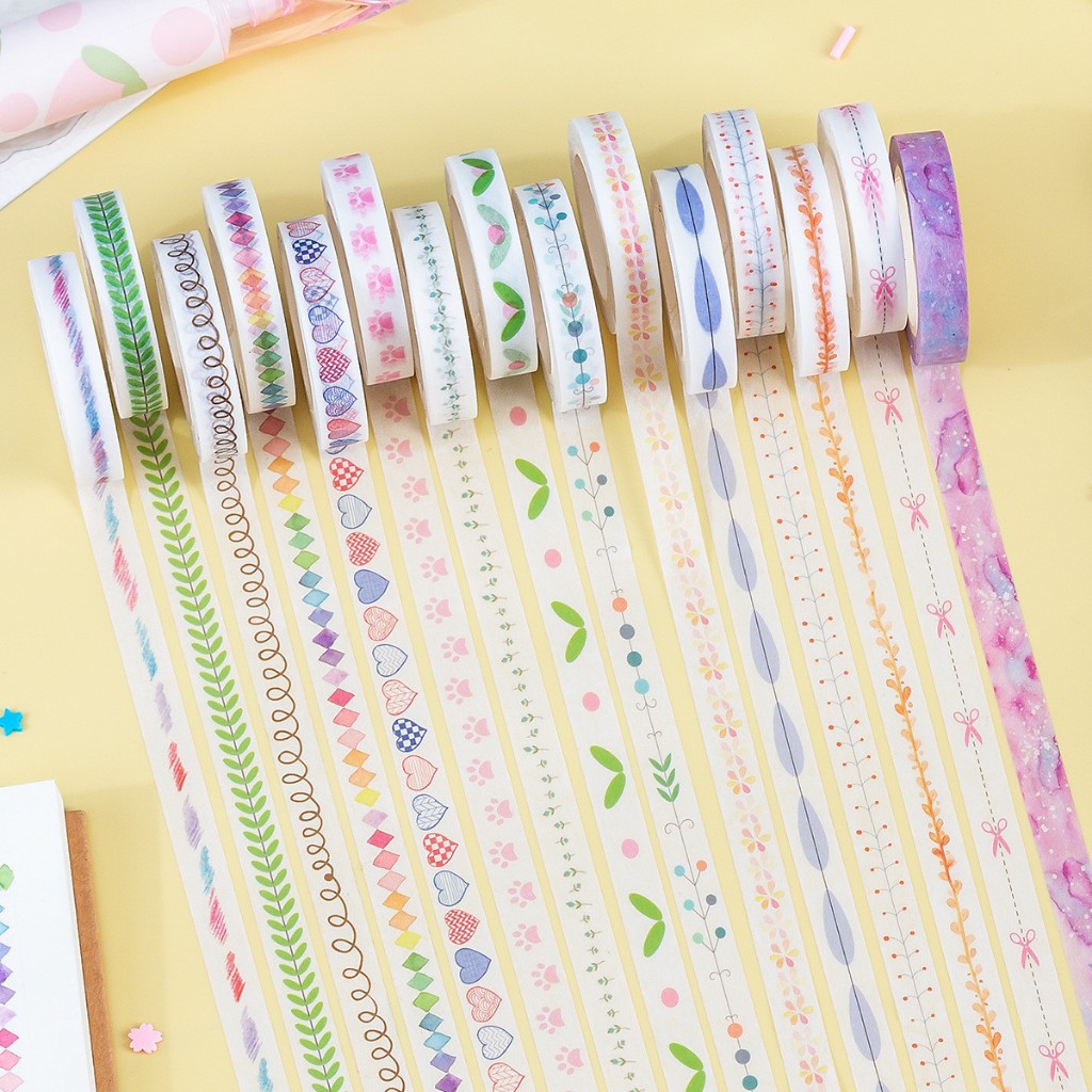 [พร้อมส่ง]  8mm. x10m. เทปวาชิ สำหรับงาน DIY น่ารัก สไตล์ญี่ปุ่น ใช้ตกแต่งงานฝีมือ Cute Divider Washi tape