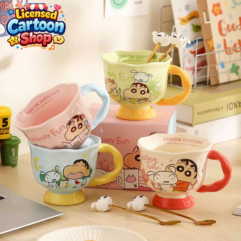 【ของแท้】Shinchan ชินจัง แก้วเซรามิก แก้วกาแฟลายโดปามีน 360ml ลายน่ารัก ของขวัญวันหยุด ใช้ทุกวัน กล่องสวย ส่งฟรี