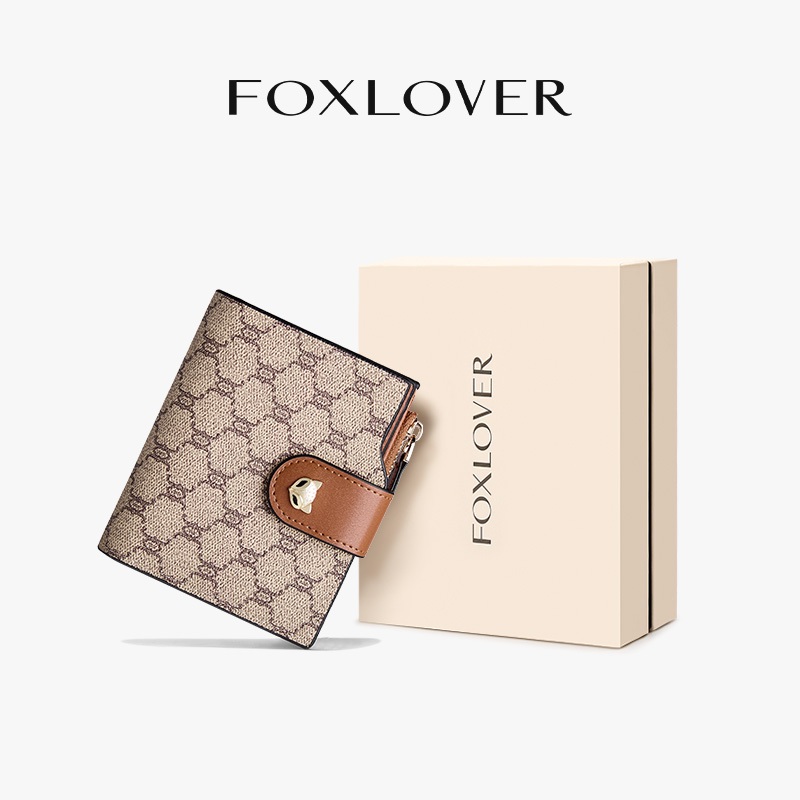 FOXLOVER กระเป๋าสตางค์ผู้หญิง ดีไซน์วินเทจ ขนาดเล็ก แฟชั่น พร้อมกระเป๋าใส่เหรียญ