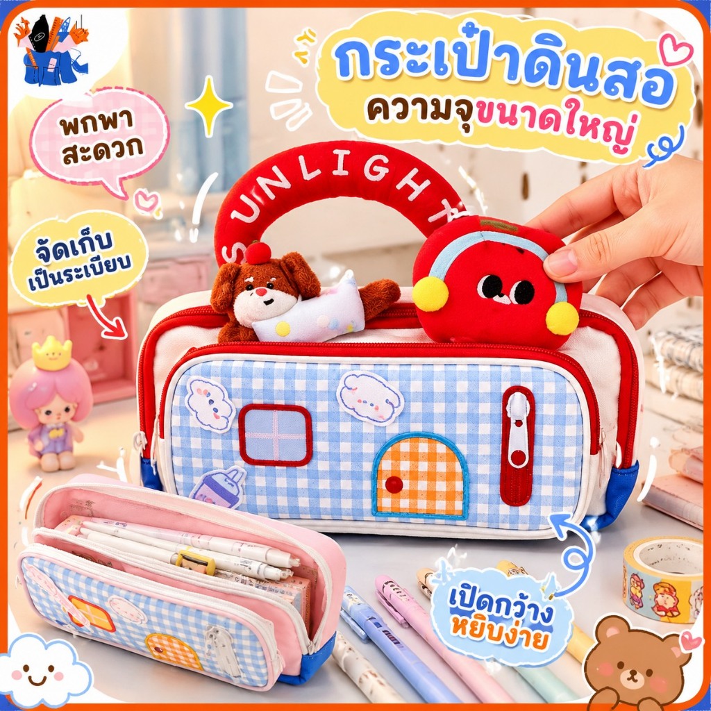 ถุงเก็บเครื่องเขียน ความจุขนาดใหญ่มือถือ โดปามีน บ้านกระเป๋าดินสอ อิน แฟชั่นสร้างสรรค์ซิปน่ารักปากกากรณีดินสอเด็กของขวัญ