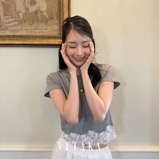 VETAKA Lace Baby tee เสื้อยืด แต่งชายลูกไม้