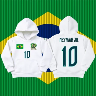 Brazil/Neymar JR No.10 jersey เด็ก เสื้อฮู้ด/Football Hoodie/Summer sun protection clothing M-3XL and 120CM-150CM Unisex